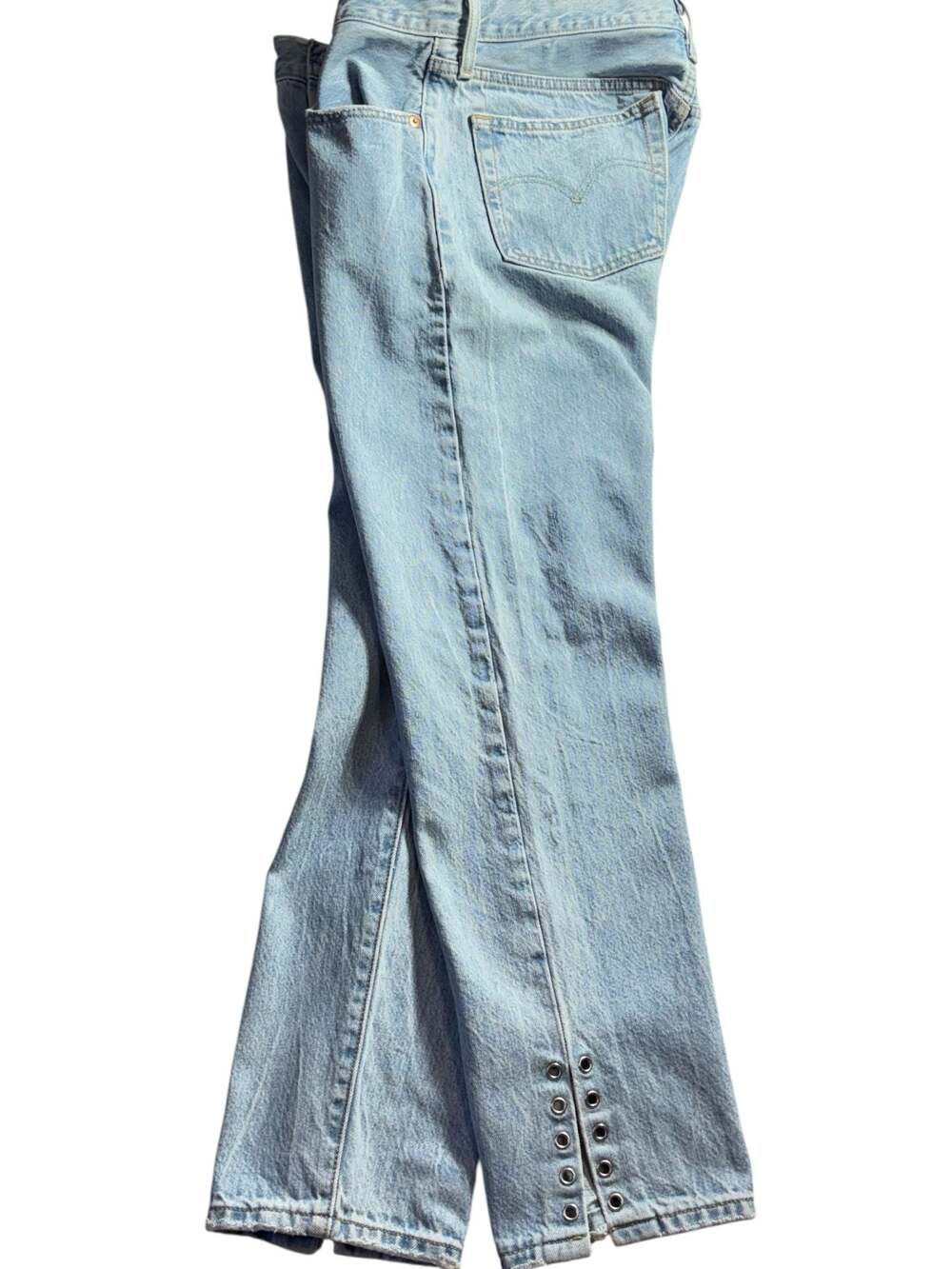 Levi's 501 Original Fit Light Wash Jeans with Eyelet Hem Detail - Picture 2 of 11